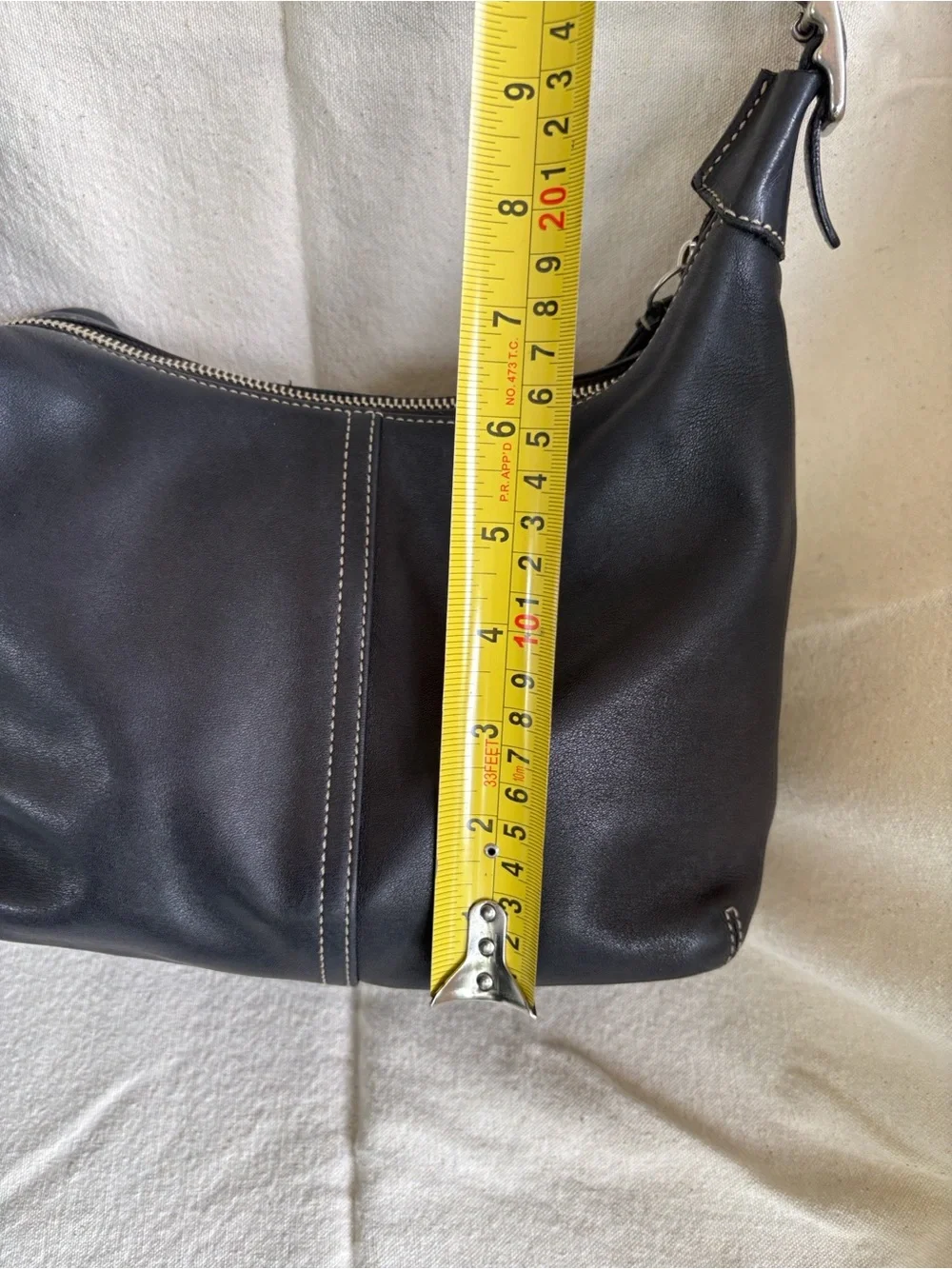 COACH Medium Hobo Leather Shoulder Crossbody Bag in Black with Silver Hardware
